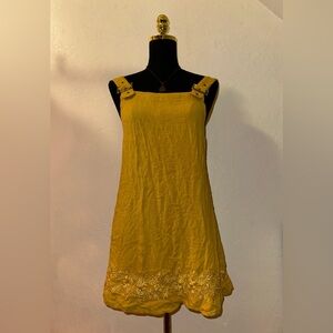 Yellow Dress with Embroidered Hem